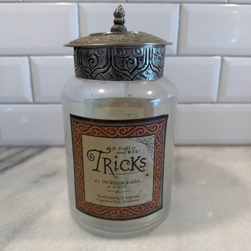 Hallmark Halloween‎ Witch Ware TRICKS TREATS Glass Apothecary Jar GW994